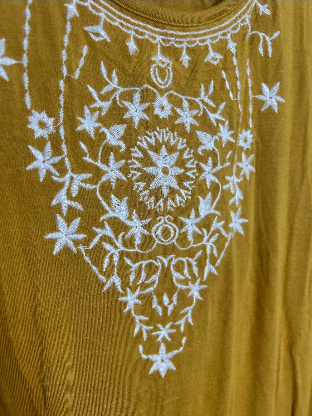 Philosophy Mustard Yellow Embroidered Scoop Neck Dress - Picture 3 of 7